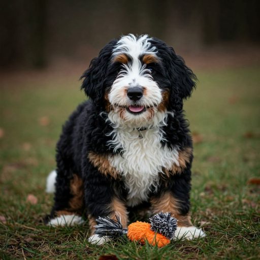 Bernedoodle playing Bernedoodle playing in the park